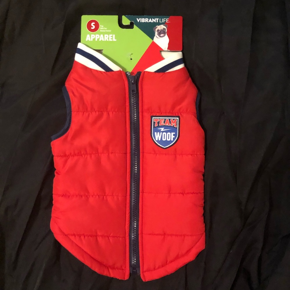 Team Woof dog jacket. New. Small.